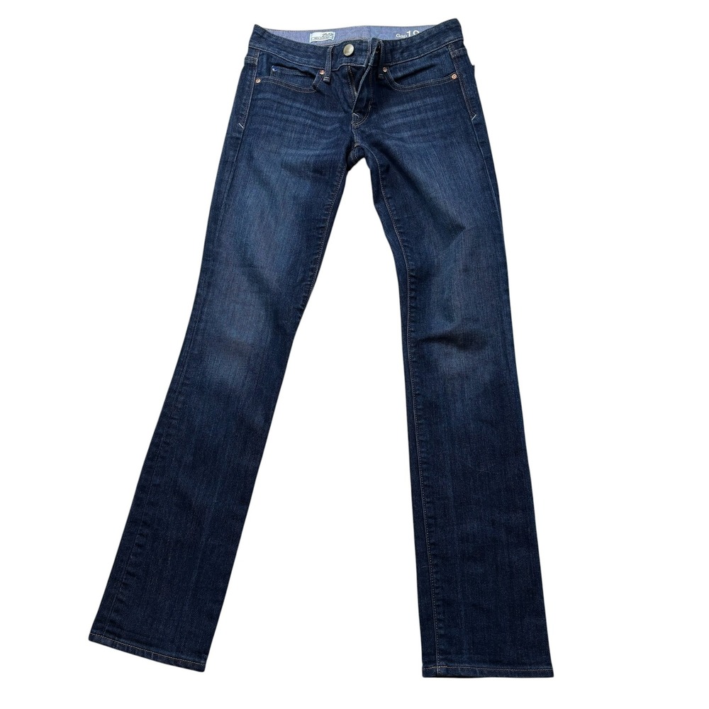 Gap 1969 Real Straight Jeans Womens 25 Dark Wash Denim Mid Rise Blue Pants #316